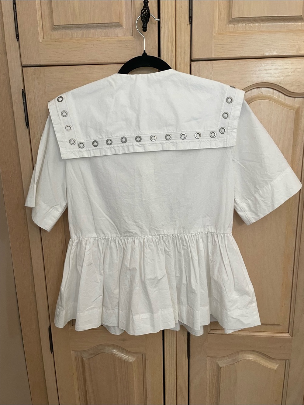 NWOT Damson Madder White Organic Cotton Oversized Statement Collar Blouse US 6 - Picture 5 of 10